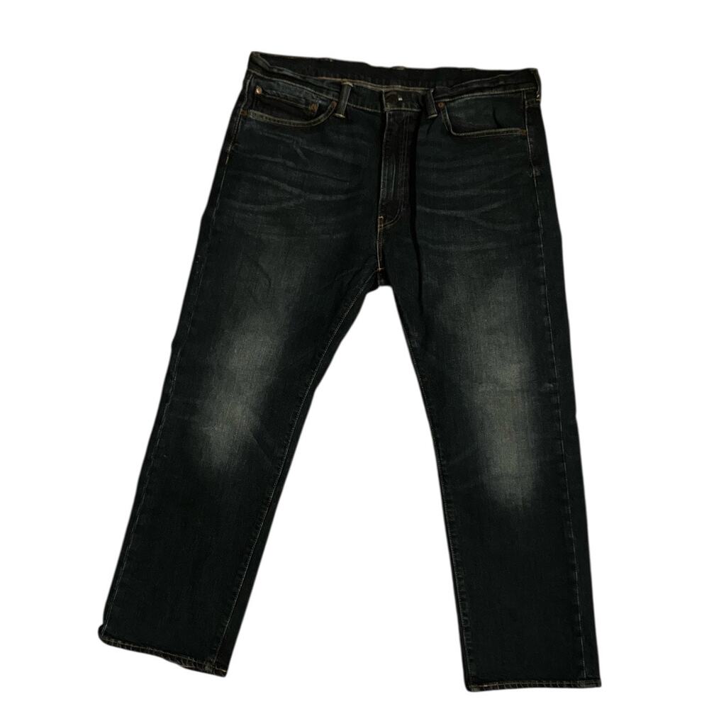 Levi’s 505 Dark Wash Jeans Mens W38 L29 Straight Leg Denim Distressed